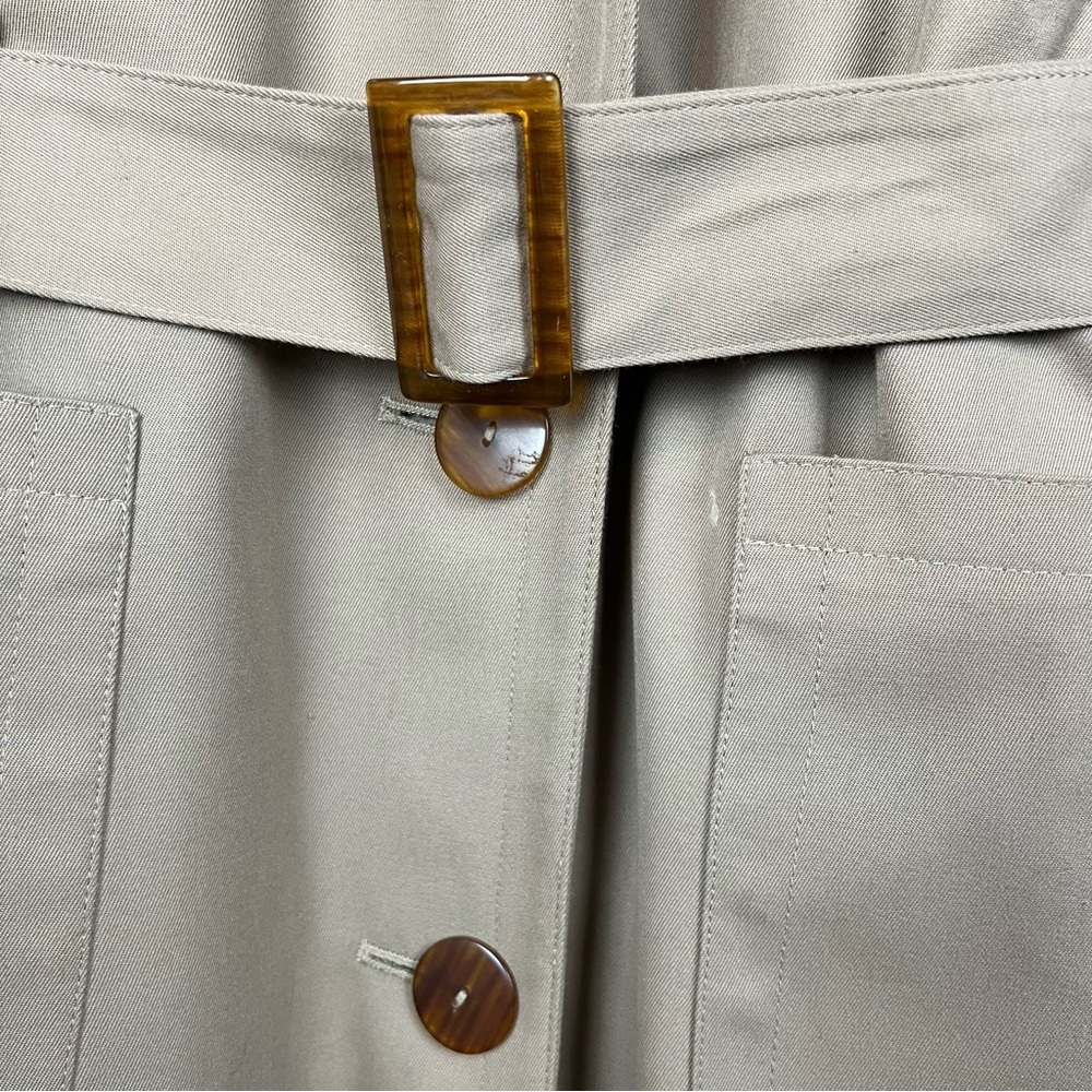 Vintage Khaki Trench Coat 4 Oversized Long Belted Pocket Preppy Old Money Career - Picture 6 of 11